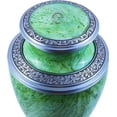 thumbnail image 2 of Silver Engraved Cremation Urn for Human Ashes Adult Funeral Urn Handcrafted - Large Burial Urn for Human Ashes - BAG INCLUDED (Forest Green, 7" x 7" x 10"), 2 of 3
