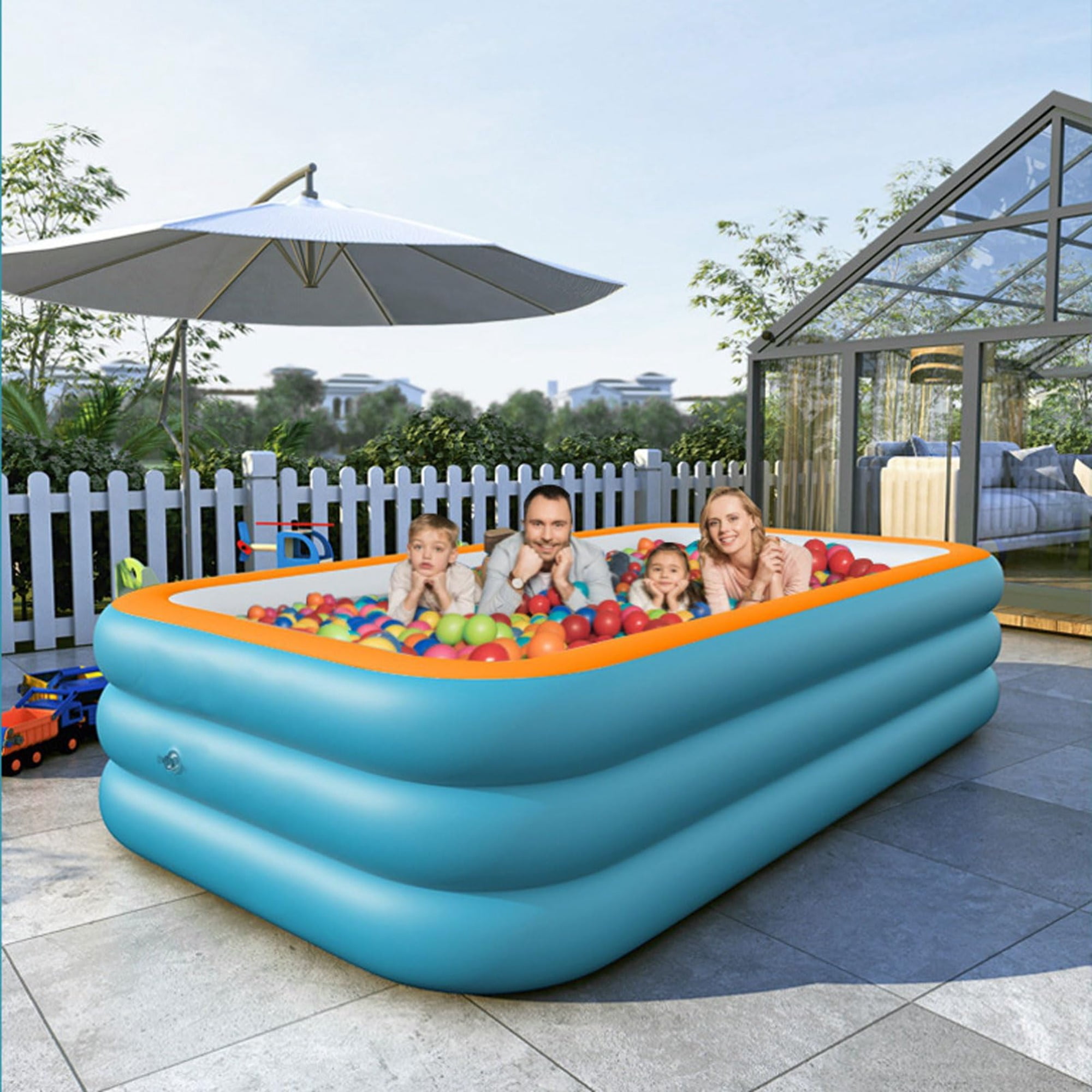 Unbranded Family Pool Inflatable Above Ground Soft Sided Rectangular Heavy-Duty PVC 82 ft