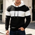 thumbnail image 3 of qafoshin Mens Color Block Hoodies Fashion Long Sleeve Hooded Sweatshirts Fall Winter Casual Loose Pullover Tops with Pocket, 3 of 6