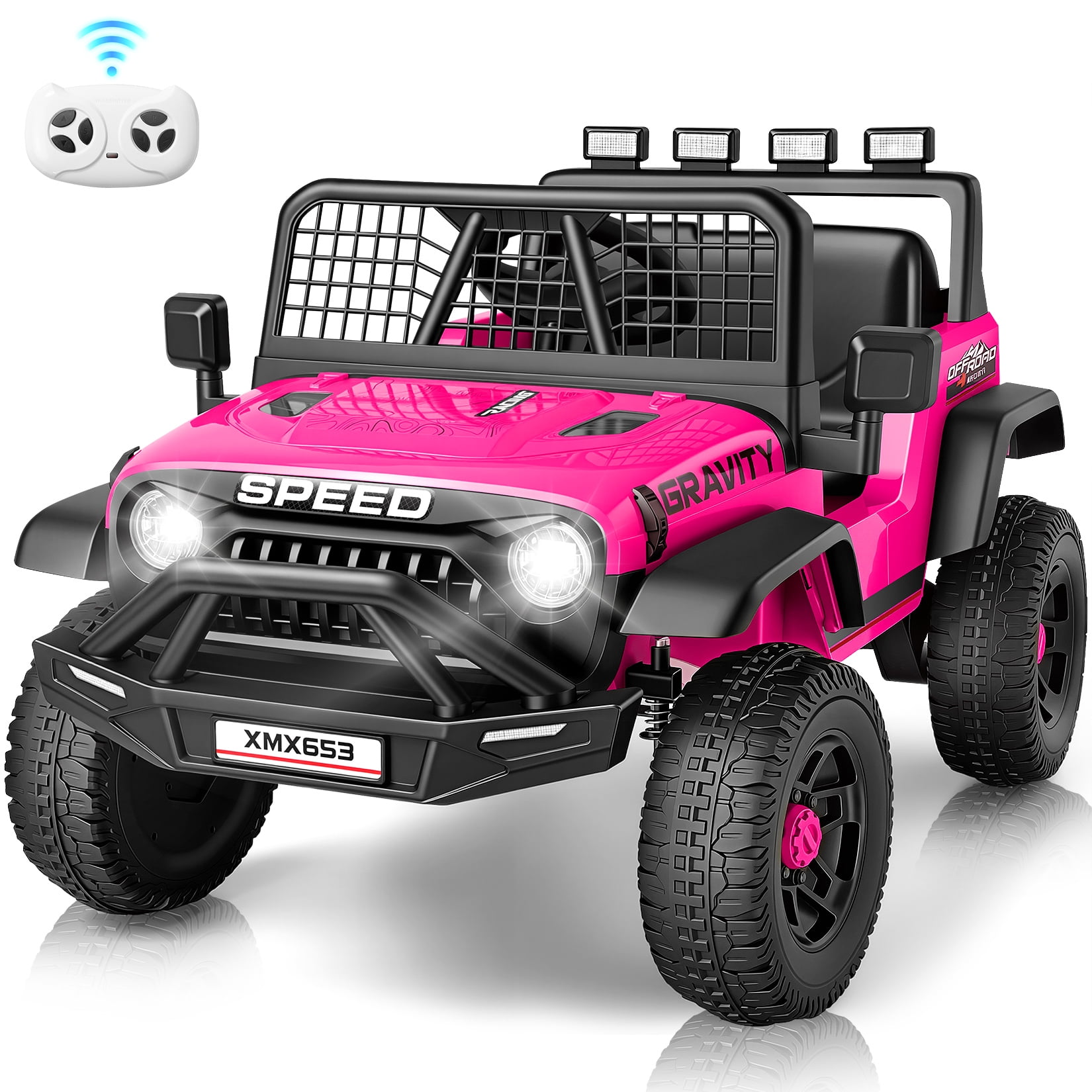 VIBESPARK 12V Ride on Toys with Remote Control, Single Seater Ride on Cars, Electric Car w/ Bluetooth, Music, Stories, Battery Indicator, Volume Adjustment, Breathing Light, Pink