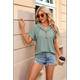 thumbnail image 5 of Blusa con Capucha y Botones de Color Liso para Mujer, Blusa Informal de Verano con Cordón Ajustable. Verde Oscuro M, 5 of 9