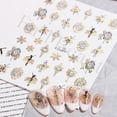 thumbnail image 3 of Decoración de Año Nuevo 2023 pegatinas de uñas de bronce dorado diseño de reloj de Cuenta atrás copos de nieve para uñas ciervo Xma árbol deslizadores GLCJ-082, 3 of 4