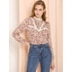 thumbnail image 3 of Allegra K Blusa De Encaje Floral Con Cuello Alto Manga Larga Top Para Mujer Beige XS, 3 of 6