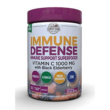 Country Farms Immune Defense Superfoods Drink Mix Dietary Supplement Berry Flavor, 40 Servings, 11.3 oz, 2 Pack