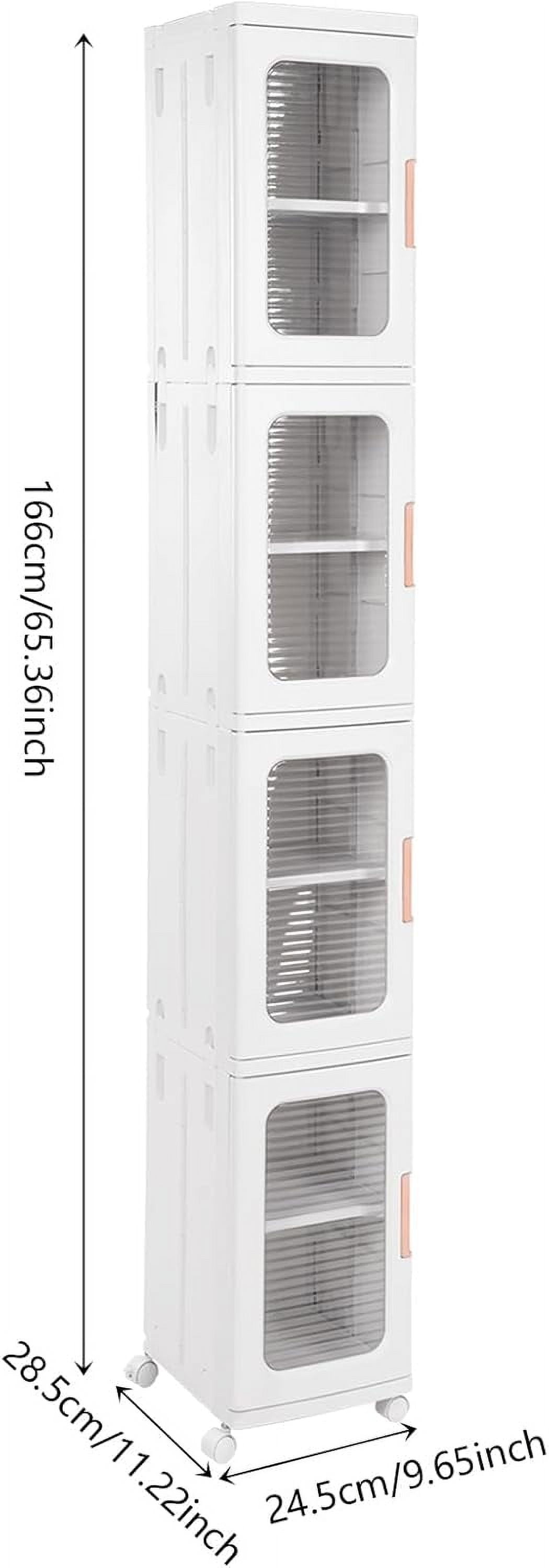 4-Tier Narrow Slim Storage Cabinet Narrow Tall Cabinet Cart Storage Tower for Bedroom, Kitchen Narrow Cabinet Deep Tall Narrow Cabinet Slim Bathroom Cabinet Narrow Cabinet For Small Spaces, Modern