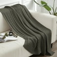 thumbnail image 5 of Organictune Cotton Cable Knitted Throw Blanket, Lightweight and Breathable Soft Blanket for Sofa and Bed, 51" x 67", Gray, 5 of 5