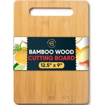 BAMBUSI Bamboo Cutting Board, 12.5 x 9 in Kitchen Chopping Board with Carry Handle