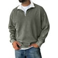 thumbnail image 2 of Men's Quarter Zip Pullover Sweatshirt, Mock Neck Solid Long Sleeve Casual Top for Fall Winter, Daily Wear,Gray,XL, 2 of 4