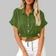 thumbnail image 2 of Vestidos Casuales Para Mujer, Blusas De Mujer De Moda Blusa corta de lino con solapa y botones sueltos para mujer, ropa de trabajo de verano, 2 of 6