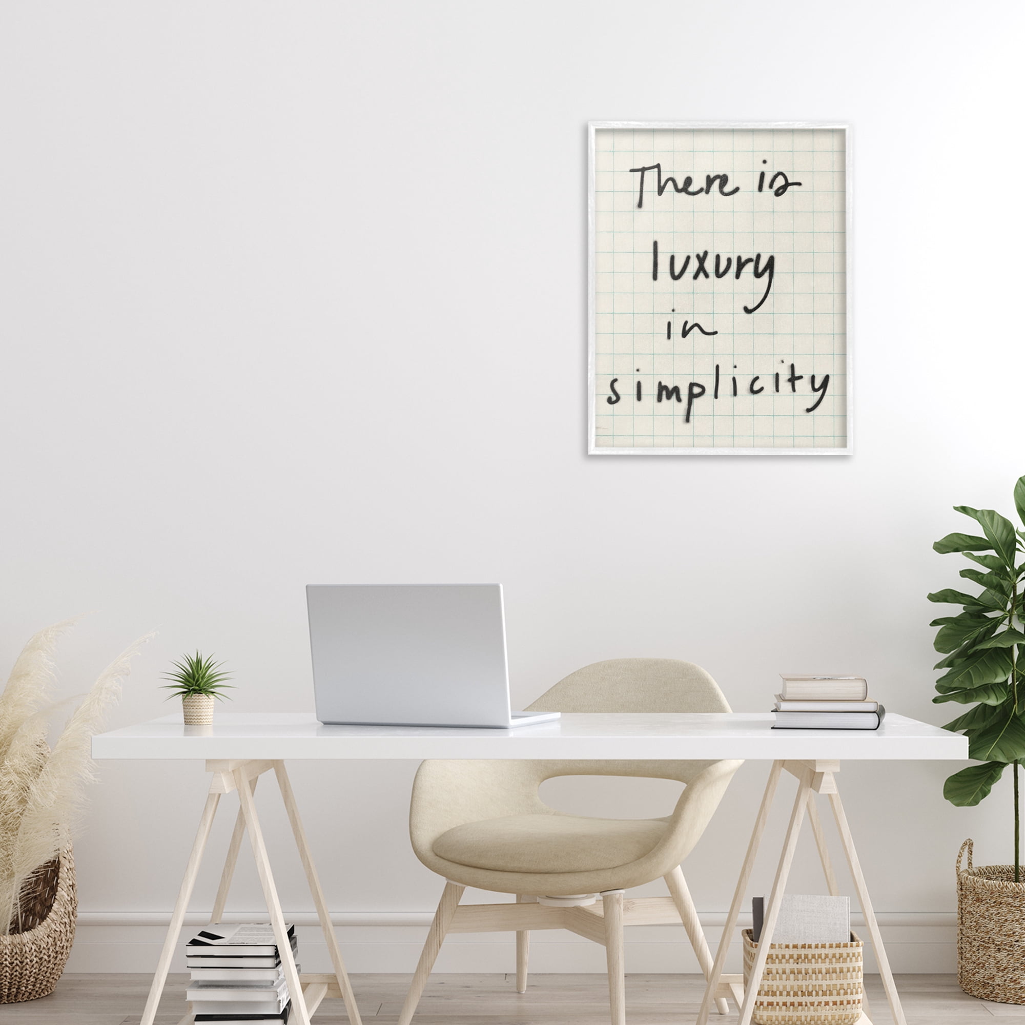 Stupell Industries Luxury In Simplicity Scrawl White Framed Giclee Art, design by Victoria Barnes