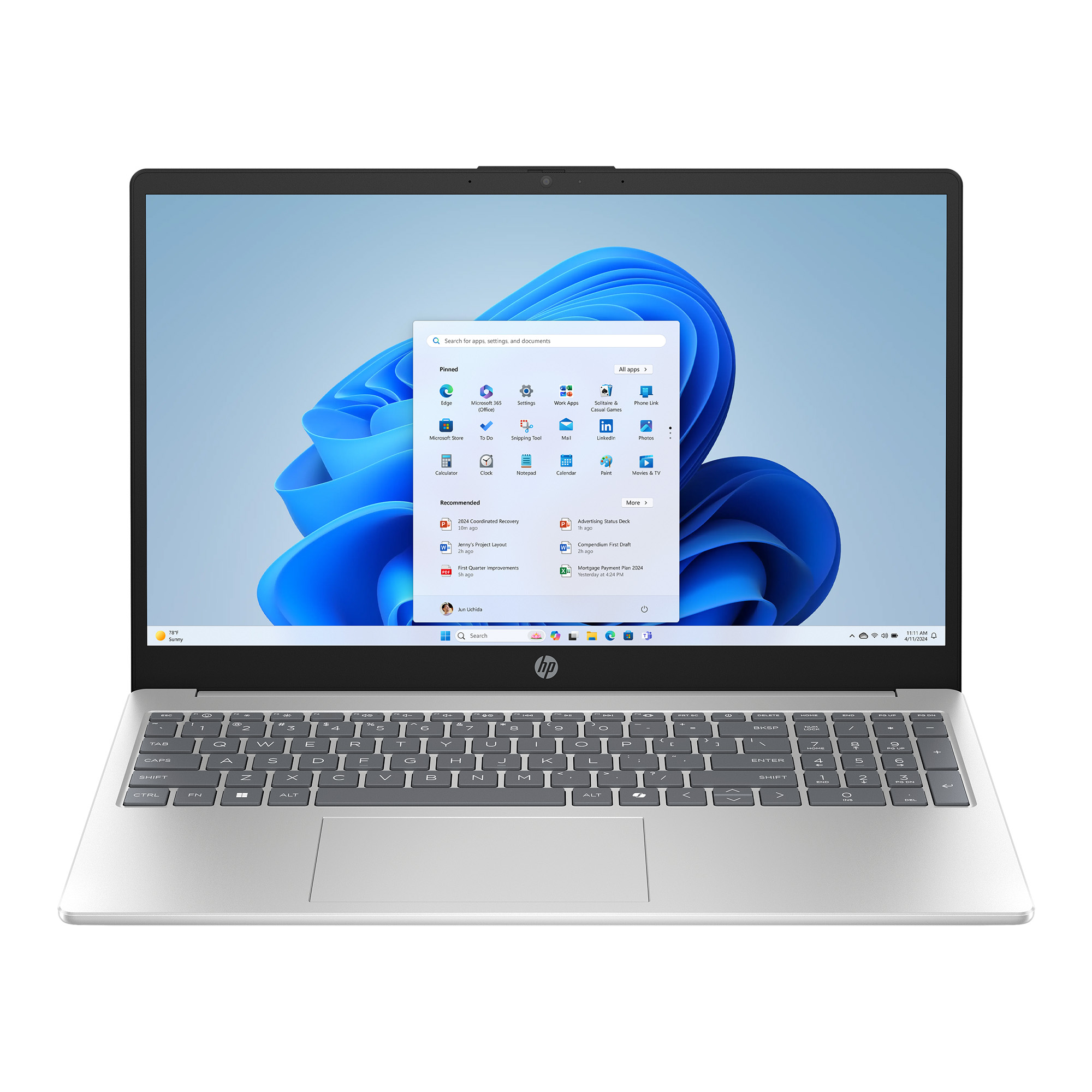 HP 15.6 inch FHD IPS Touch Windows 11 Laptop AMD Ryzen 7 7730U 16GB RAM 512GB SSD Natural Silver