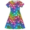thumbnail image 5 of 4-14 Years Girls Dresses Short Sleeve Kids Summer Cotton Casual A-Line Dress Girdle Tiered Swing Festive Dress for Girls Multicolor B 4-5 Years, 5 of 5