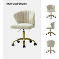 thumbnail image 7 of HULALA HOME Home Office Desk Chair with Gold Wheels, Small Cute Vanity Chair with Back for Bedroom, Adjustable Rolling Task Work Seat for Women/Girls, Tan, 7 of 7