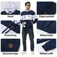 thumbnail image 4 of Tyhengta Mens Hooded Sweatshirt With Zipper Pockets Casual Long Sleeve Drawstring Jacquard PlaidCloth Pullover Hoodies Navy/White XL, 4 of 6