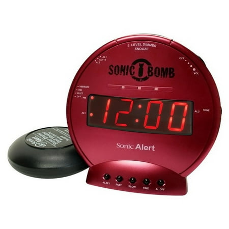 - Sonic Alert Sonic Bomb SBB500ss Vibrating Alarm Clock in Red