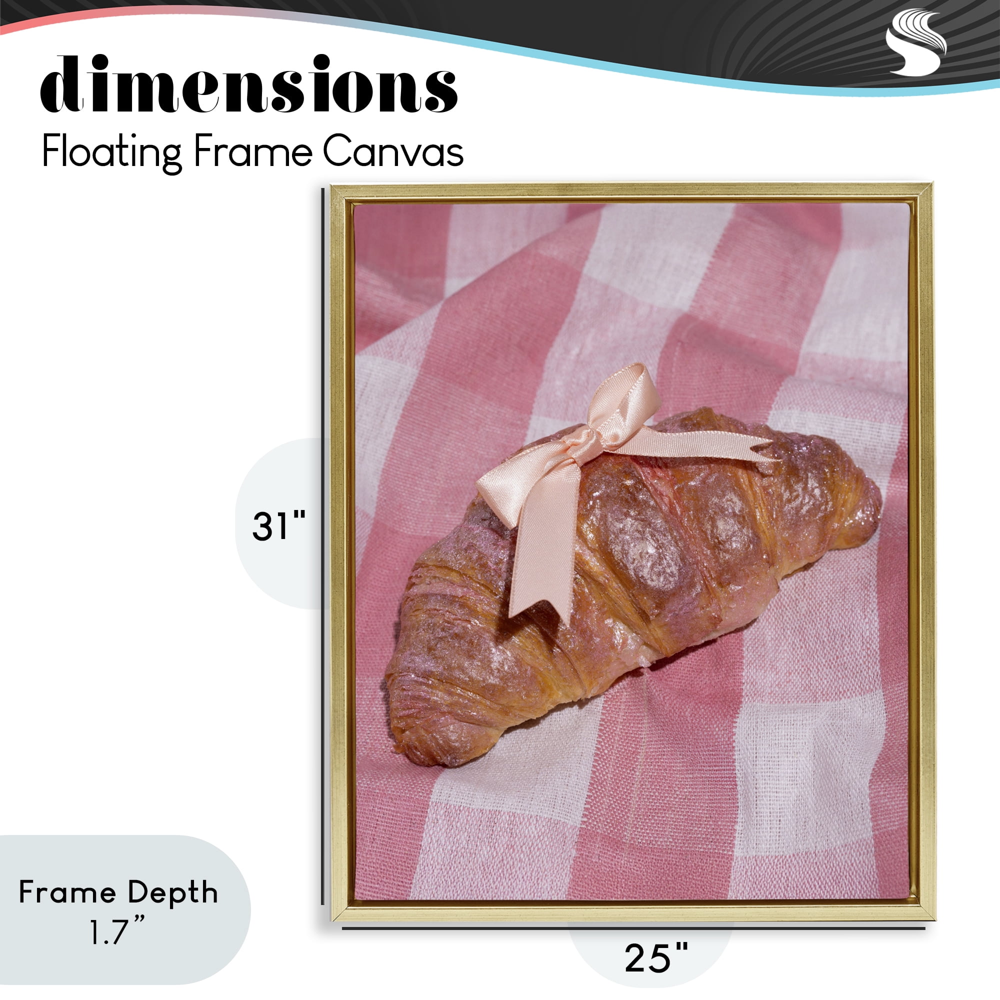 Stupell Industries Glam Ribbon Croissant Gold Framed Floater Canvas Wall Art, design by LISH Creative