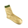 thumbnail image 2 of Gymayou Women Color‑Block Crew Socks Thin Breathable Summer Cotton Contrast Cuff Casual Socks Yellow One Size, 2 of 3