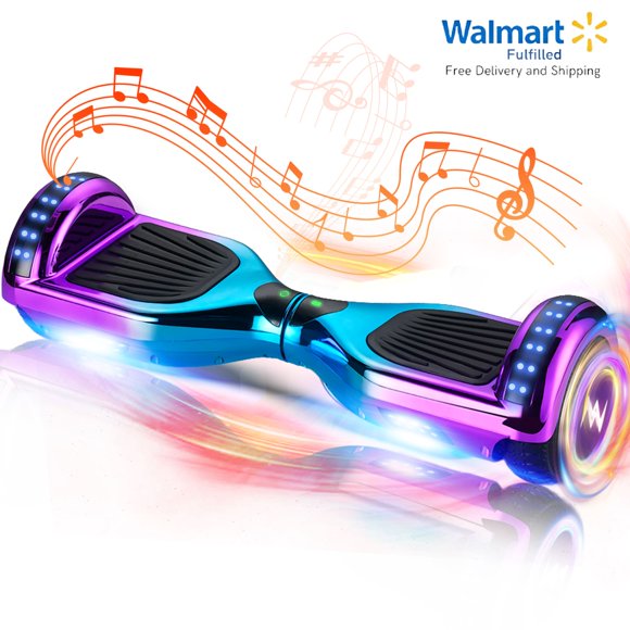 WEELMOTION Chrome Rainbow Hoverboard with Music Speaker, 6.5" Shining All Terrain Wheels and Vibrant Lights, UL2272 Certified with free Hover Board Bag, hover board for kids adults