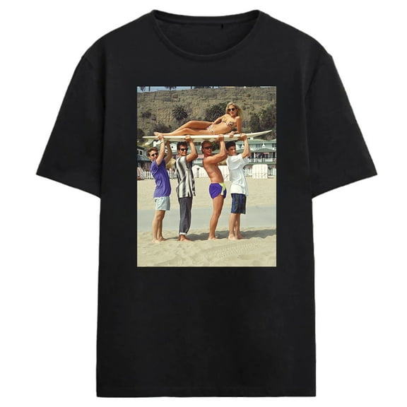 Beverly Hills 90210 Donna & The Boys Adult Black Short Sleeve Tee -Medium