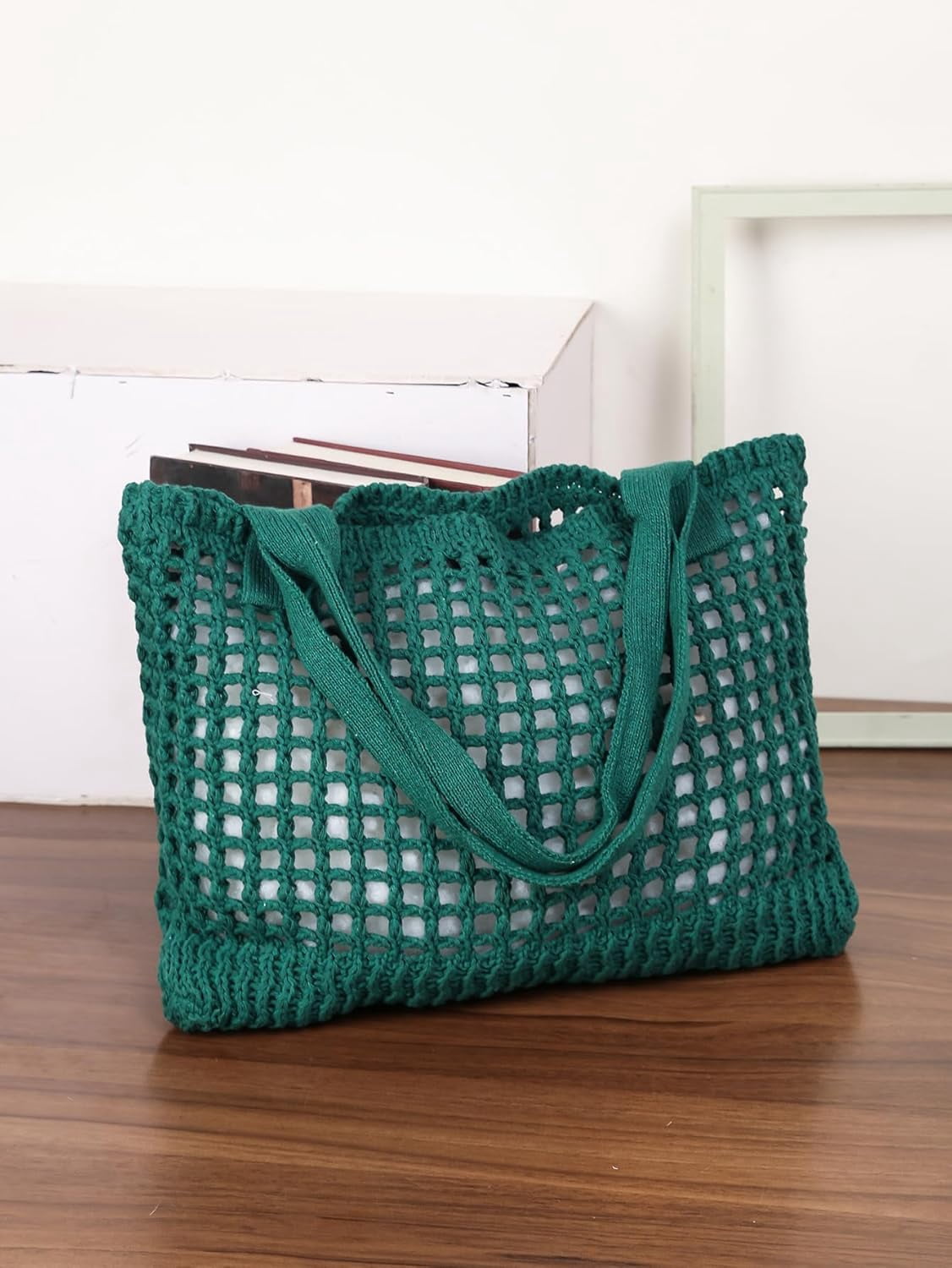 CAILDANL Women's Beach Tote Bag, Crochet Knit Hollow Design, Stylish Tote for Beach,Travel and Everyday Use Aesthetic Handbag