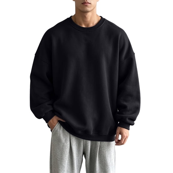Yongwang Mens Long Sleeve Pullover Crew Neck Sweatshirt Basic Pullover Tops for Autumn Daily Outfit