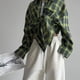 thumbnail image 4 of Camisa Vintage de manga larga para mujer, camisa a cuadros de gran tamaño, moda de otoño e invierno, camisa holgada con solapa y bolsillo, blusa ajustada de estilo coreano, 4 of 5