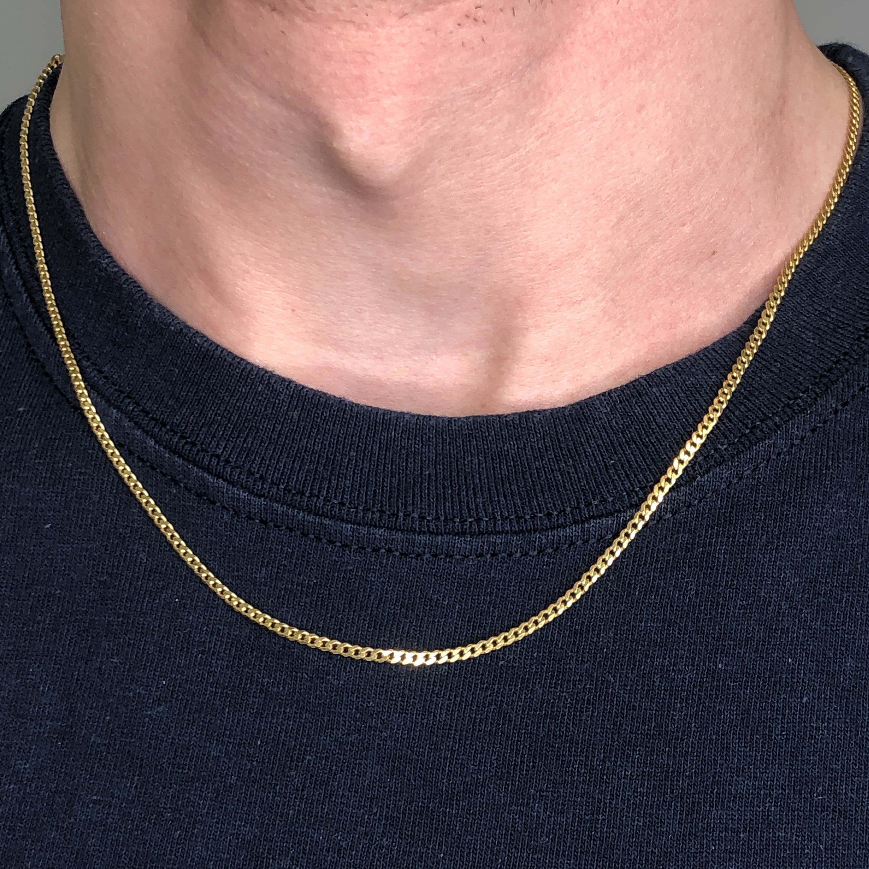 Solid 1/20 14k Yellow Gold Real Cuban Link Chain Necklace Mens Womens  20 inches 2mm