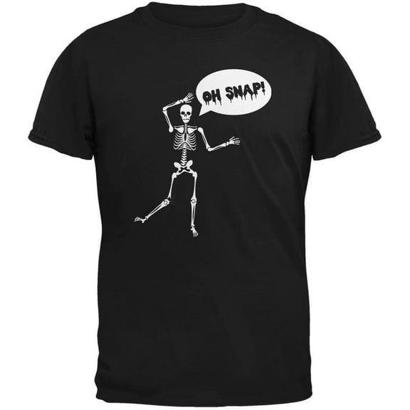 Halloween Men's Oh Snap Skeleton Black Short Sleeve Graphic Tee