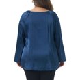 thumbnail image 4 of DARING DIVA Women's Plus Dressy Blouse Tie Front Elegant Shirt 4X Navy Blue, 4 of 6