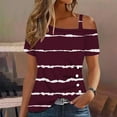 thumbnail image 2 of Xihbxyly Tops ! Tops for Women 2025, Women's Cold Shoulder Tops Short Sleeve Button-Up Top Blouse Casual Tunic Blouse T-Shirts, 2 of 5