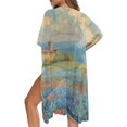 thumbnail image 5 of HELLHERO Long Long Kimono Swimsuit Cover Up for Summer High Quality Fabrics Loose Bathing Suit Cover Up Castle Overlooking Flower Meadow, 5 of 6