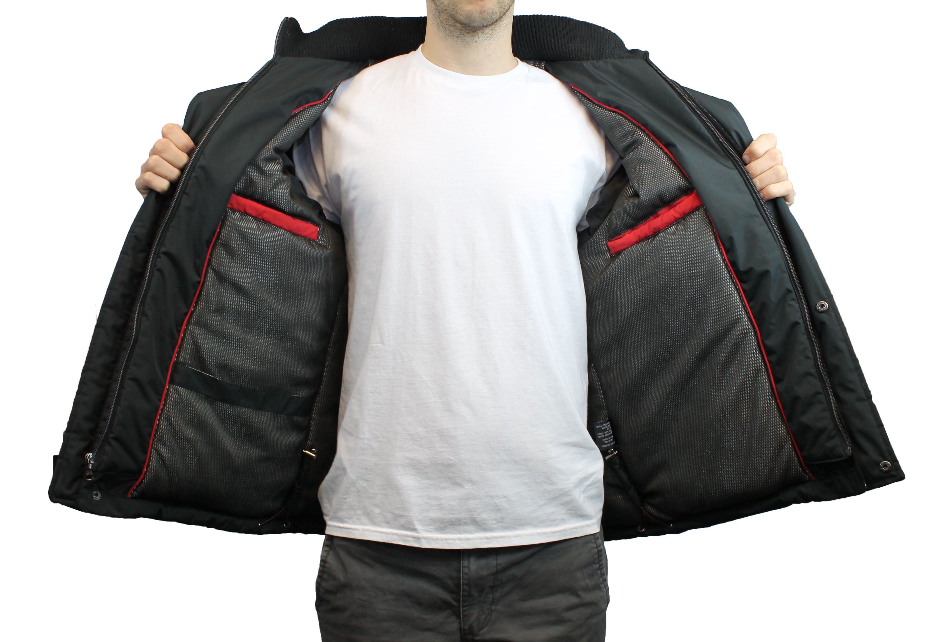 Mens Heavyweight Hooded Parka Jacket With Stripe Trim