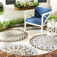 thumbnail image 2 of SAFAVIEH Veranda Axum Geometric Indoor/Outdoor Area Rug, Cream/Blue, 5'3" x 5'3" Round, 2 of 6