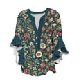 thumbnail image 2 of Deals of The Week Clearance Abomasnow Spring Tops for Women 2025 Casual 3/4 Ruffle Sleeve Tunic Tops Fashion Button Down V Neck Blouses, 2 of 5
