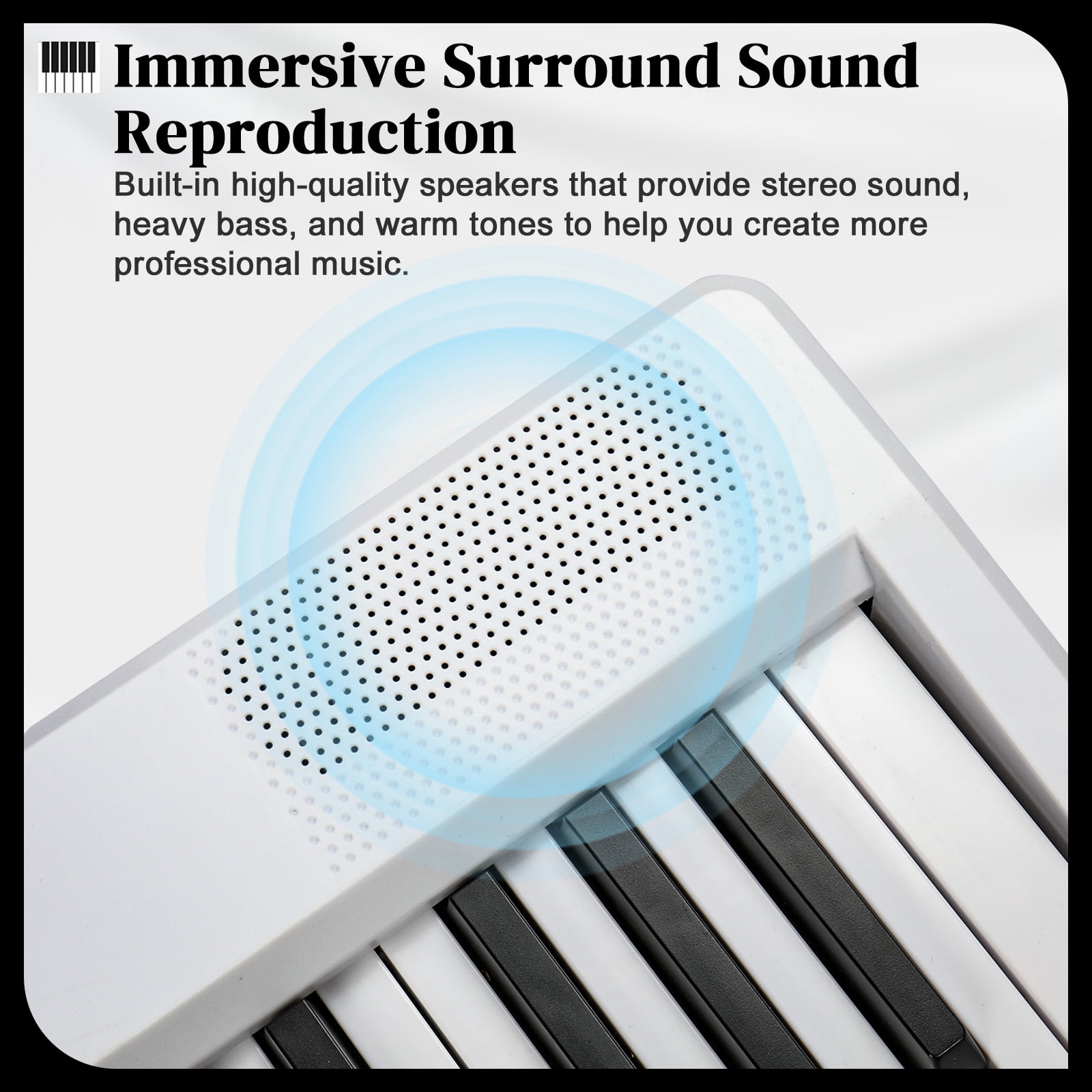 88 Key Folding Piano Semi-Weighted Standard Keyboards Digital Piano with MIDI Bluetooth, Handbag, Headphone, for Piano Lover, White