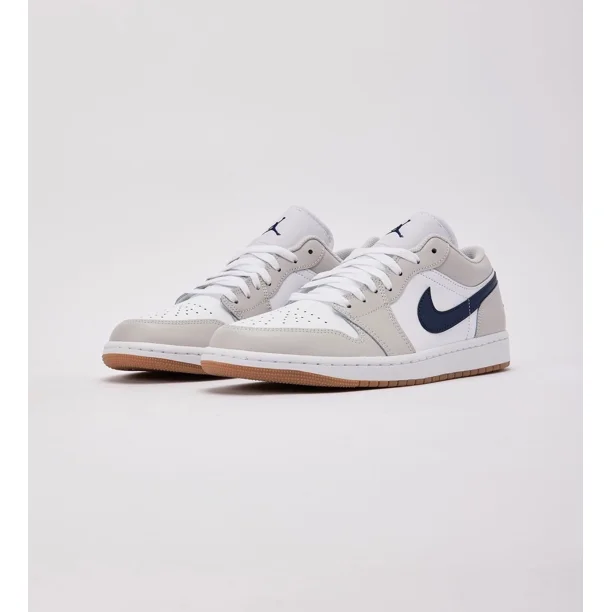 N I-K-E A i r-Jor-dan 1 Low Midnight Navy Neutral Grey 553558-146 - Men Size - NEW