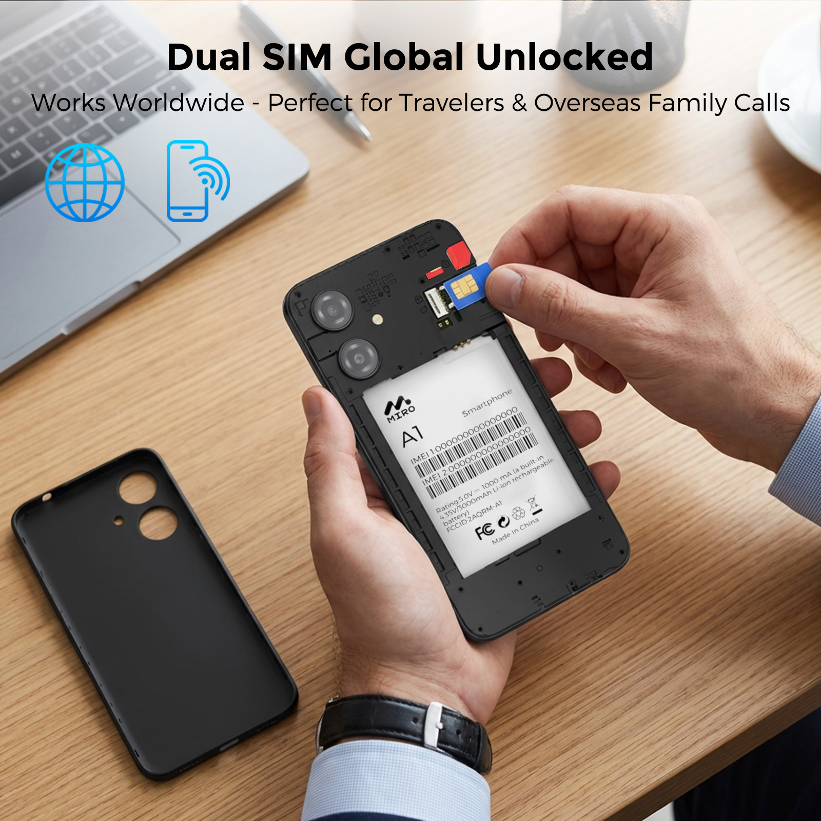 MIRO A1 Celular Pantalla HD IPS Incell de 6'' Android 14 Smartphone 2+32GB TF, Batería 3000mAh, Teléfono Android Desbloqueado, 4G Doble SIM, GPS, OTG 8