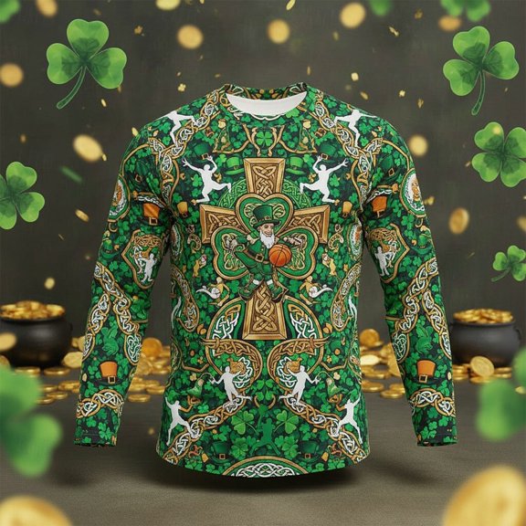 Shirts for Men Long Sleeve Shirt Crew Neck Tshirts Shirts Comfortable T Shirts Lightweight T-Shirts for Outdoor Work st patricks day shirt men shamrock