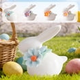 thumbnail image 7 of SLYNSHome Ceramic Rabbit Figurines Easter Pink Bunny Flowers Decorations for Home, Tabletop Ornament, 7 of 7