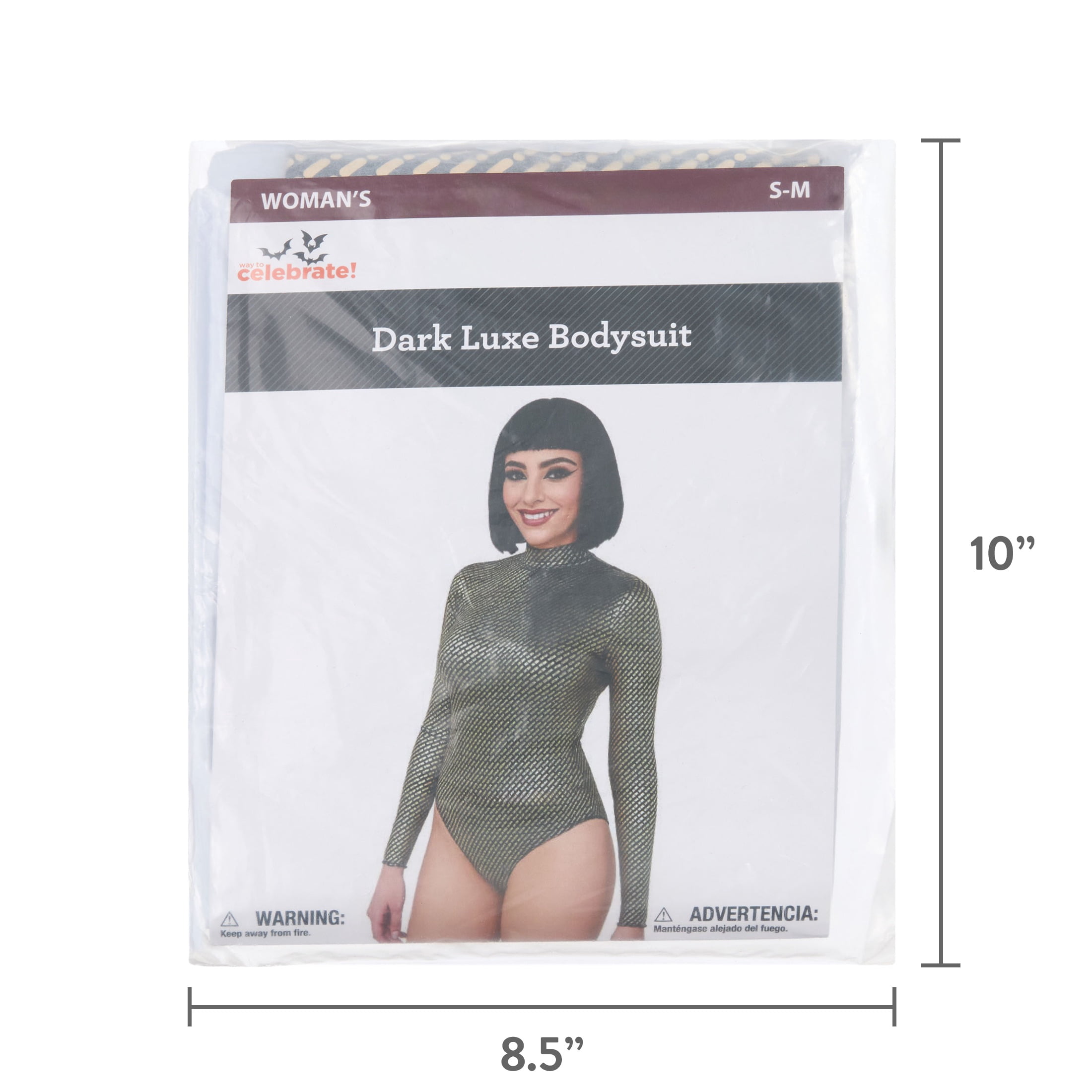 Dark Luxe Bodysuit Costume Accessory for Adults, Black and Gold, S-M, Halloween by Way To Celebrate