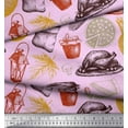 thumbnail image 3 of Soimoi Rayon Crepe Fabric Vegetables,Non Veg & Pizza Food Print Fabric by the Yard 46 Inch Wide, 3 of 3