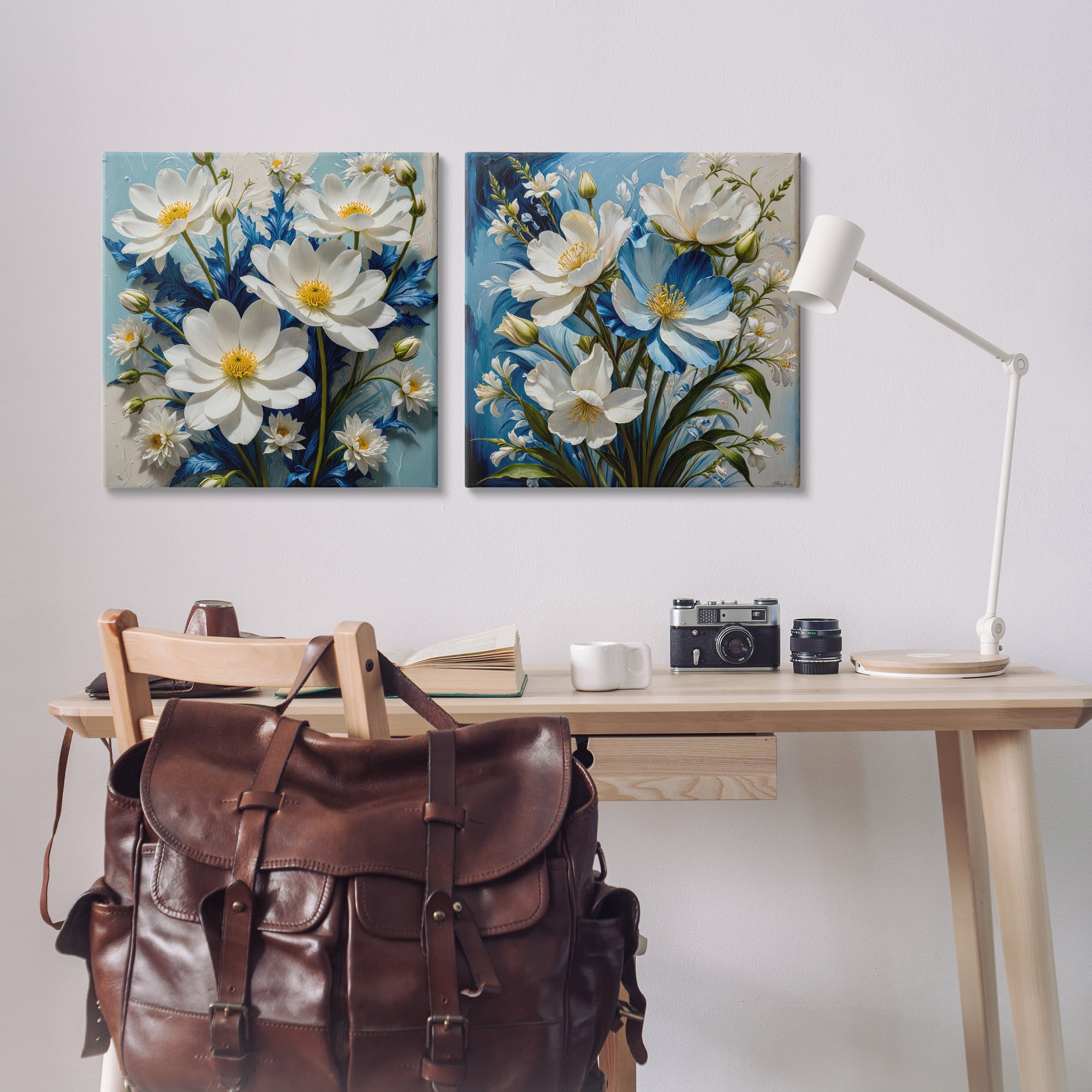 Stupell Industries Bold Floral Bunches Floral & Botanical Painting Wrapped Canvas Art Print Wall Art, 24 x 24, Set of 2