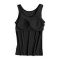 thumbnail image 6 of 1 Piece Built-in Bra Tank Top for Women, Seamless Scoop Neck Cami with Fixed Padding for Sleep & Daily Layering Black XXXL, 6 of 7