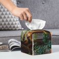 thumbnail image 4 of Kdxio Charming Garden Patio Print Tissue Box Cover,Square Decorative PU Leather Facial Paper Case Organizer Holder Dispenser for Bathroom,Night Stands,Desk,Car 5.2''X5.2''X5.2'', 4 of 6