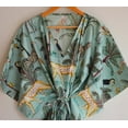 thumbnail image 3 of Animal Jungle Print Greenish Cotton Fabric Indian Kaftan Dress Long Top Caftan, Dress Beach Wear Cover up, Printed Sleepwear Maxi Dress Boho Kimono Robe, 3 of 5