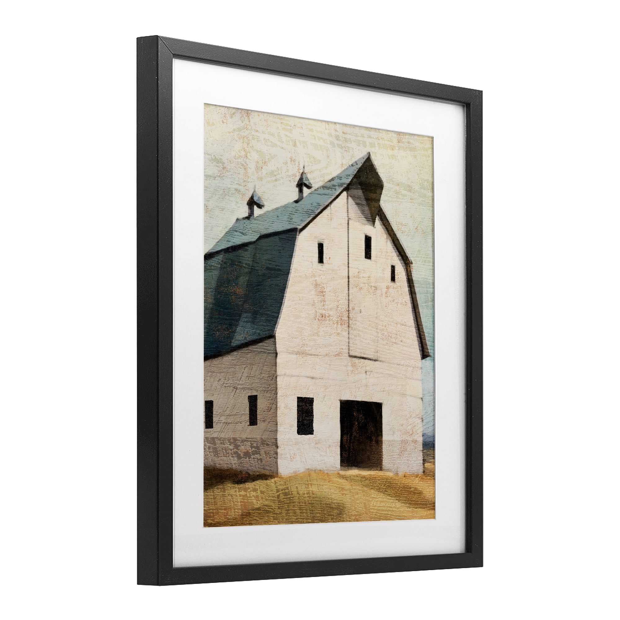 Stupell Industries Rustic Big Barn Blue Black Framed Print Under Glass, design by Susan Jill