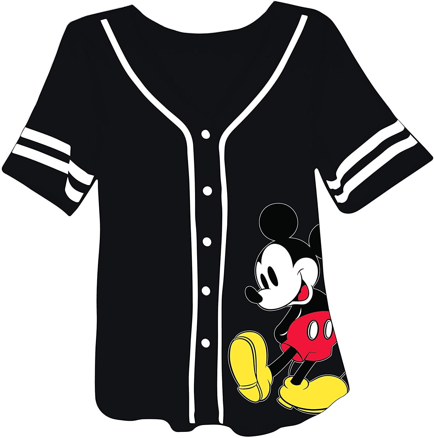 Disney Mickey Mouse Womans Jersey Shirt Button Front