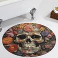thumbnail image 4 of Gothic Skull Lover Floral Medallion Round Rug - Small Round Area Rug, Soft Non-Slip Machine Washable Bedroom Mat Indoor Accent Entry Carpet for Office Desk Dorm Hallway, 4 of 7