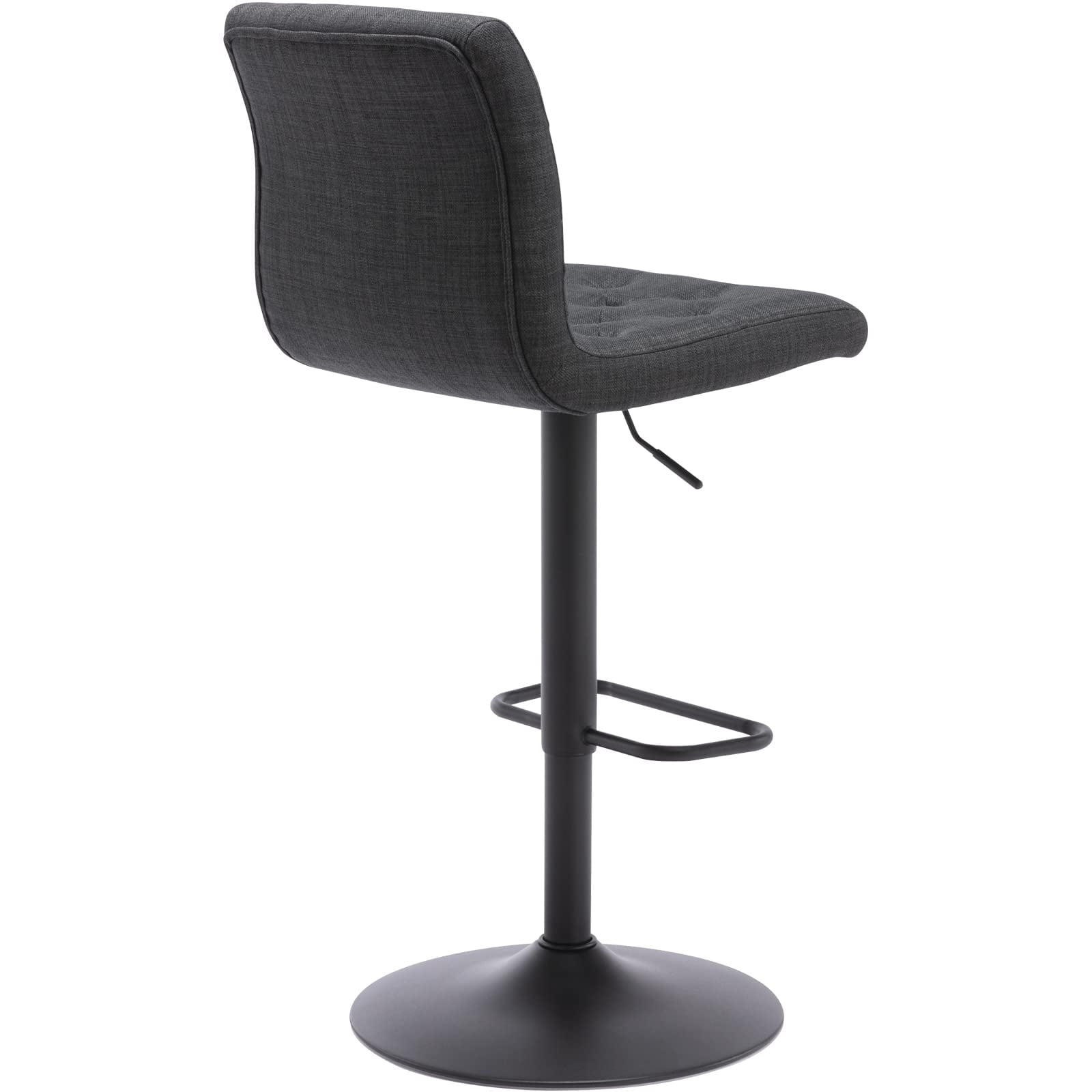 Modern Upholstered Bar Stool with Back Set of 2, Armless 360° Swivel Adjustable Height Linen Padded Bar Chair for Kitchen Island, Dining Room, or Café (Dark Gray)