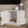 thumbnail image 5 of SESSLIFE 67" Fluted TV Stand for TVs up to 75", Modern Entertainment Center with Storage Cabinet and Sliding Tambour Doors, Curved Media Console for Living Room, White, 5 of 8
